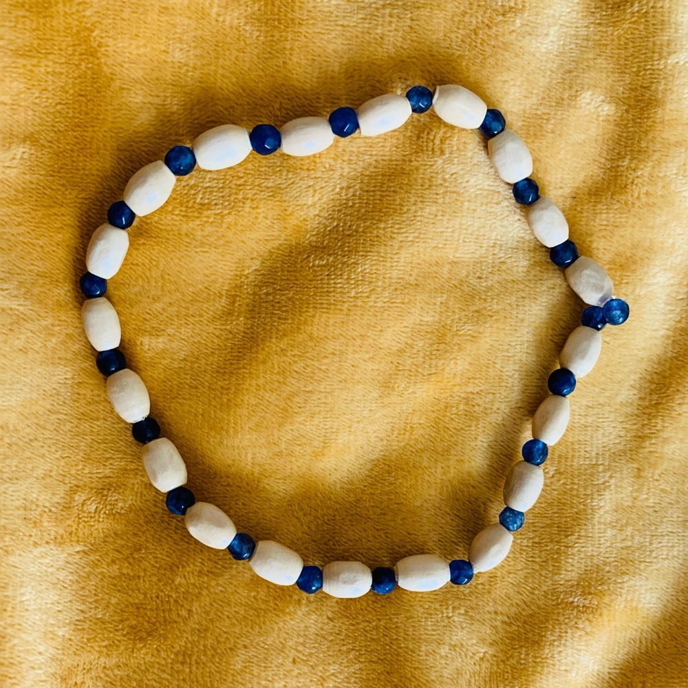 Blue and tan bracelet
